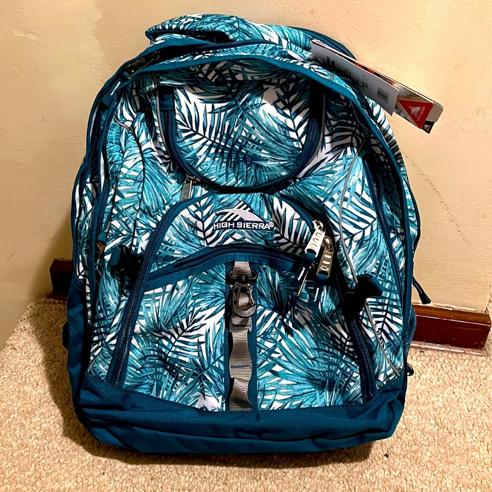 High Sierra Backpack (brand new with tags) green leaf pattern